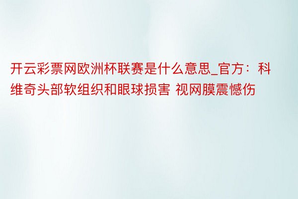 开云彩票网欧洲杯联赛是什么意思_官方：科维奇头部软组织和眼球损害 视网膜震憾伤