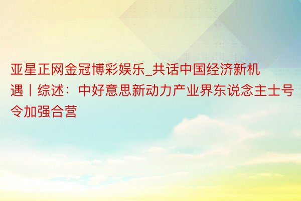 亚星正网金冠博彩娱乐_共话中国经济新机遇丨综述：中好意思新动力产业界东说念主士号令加强合营