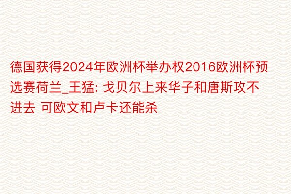 德国获得2024年欧洲杯举办权2016欧洲杯预选赛荷兰_王猛: 戈贝尔上来华子和唐斯攻不进去 可欧文和卢卡还能杀