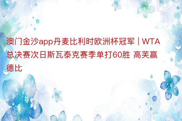 澳门金沙app丹麦比利时欧洲杯冠军 | WTA总决赛次日斯瓦泰克赛季单打60胜 高芙赢德比