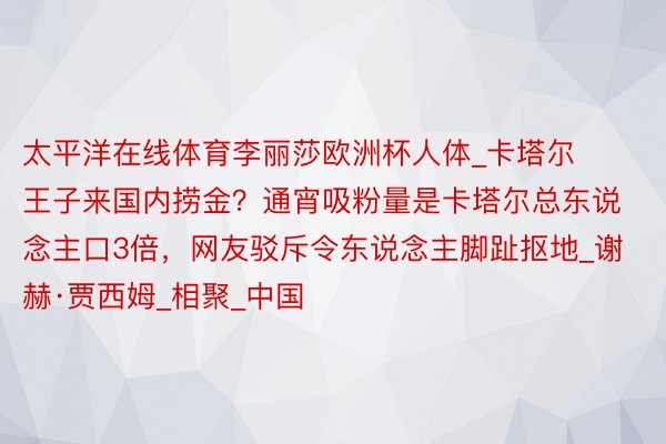 太平洋在线体育李丽莎欧洲杯人体_卡塔尔王子来国内捞金?通宵吸粉量是卡塔尔总东说念主口3倍,网友驳斥令东说念主脚趾抠地_谢赫·贾西姆_相聚_中国